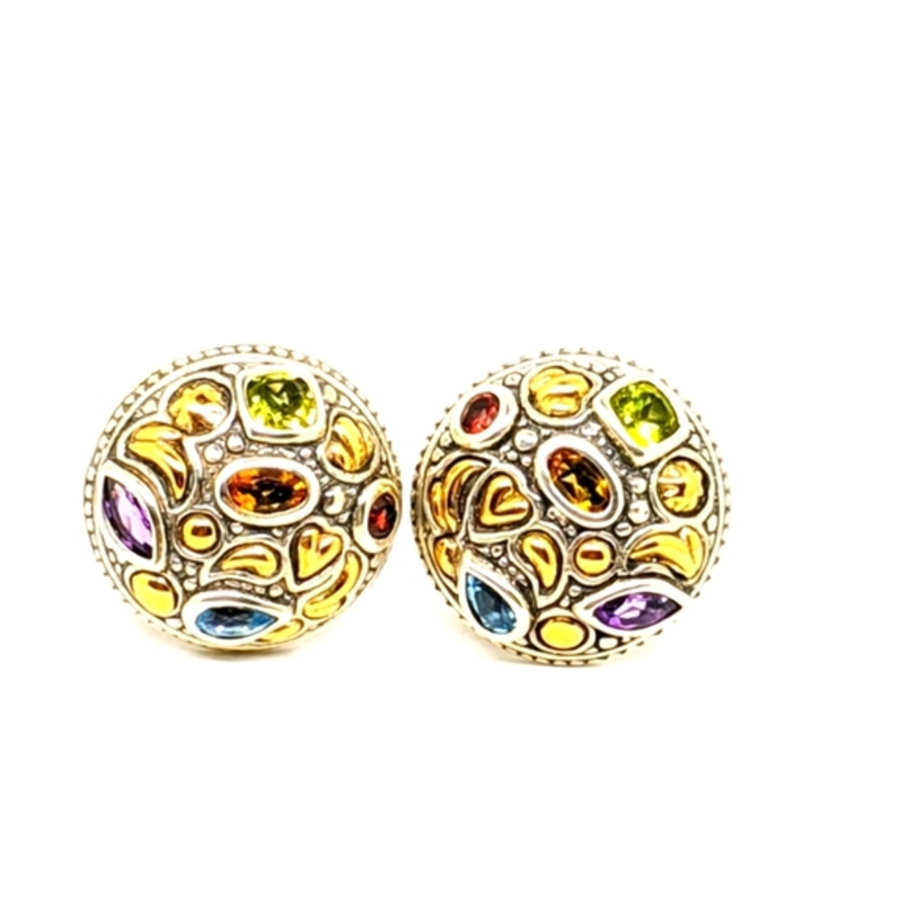 Multi color semi precious stones earrings